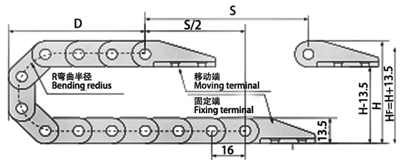 微型10系列拖鏈主要技術參數圖 微型10系列拖鏈主要技術參數圖