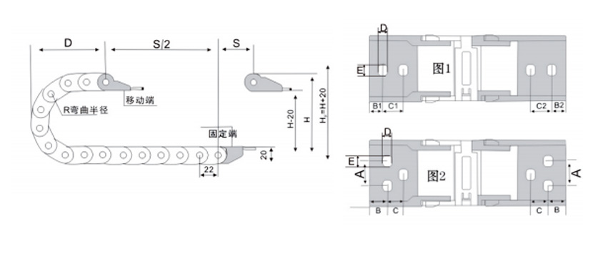 15系列便捷型拖鏈參數 15系列便捷型拖鏈參數